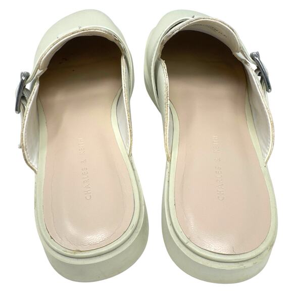 Leather Buckled Round Toe Mules Chalk C&K Women 6/37 Casual Neutral Capsule Clog - Picture 11 of 15